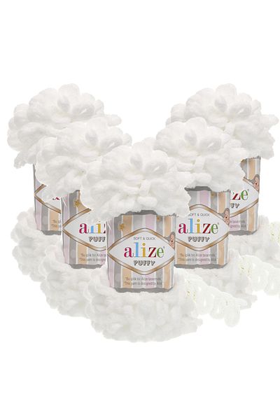 Alize Puffy 5-pack 055 Λευκό Πλεκτό Νήμα