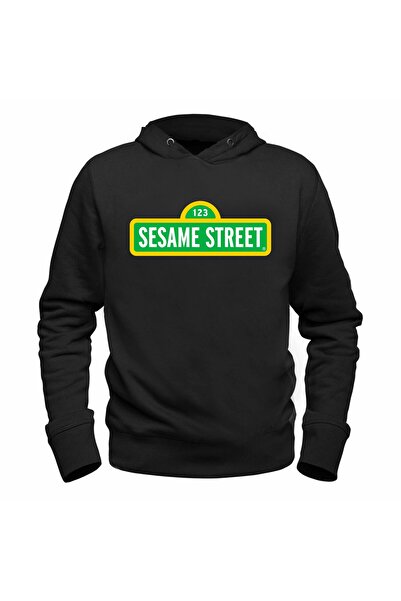 Alfa Tshirt سويت شيرت أسود للأطفال مطبوع عليه شارع سمسم