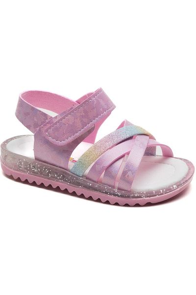 Kid's World Sandale pentru fete cu hologramă roz cu sclipici pe talpă