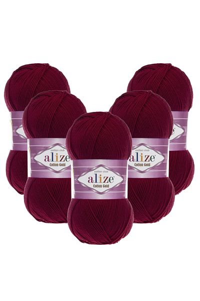 Alize Βαμβακερό Χρυσό 5 Συσκευασία 057 Πλεκτό νήμα δαμάσκηνου