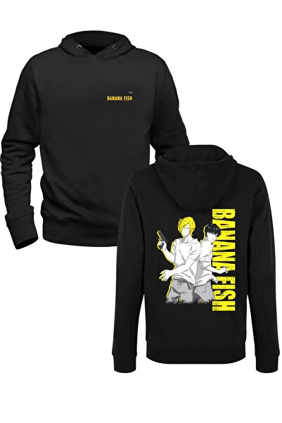 Alfa Tshirt Banana Fish Printed Black Front Back Children's Printed Sweatshirt