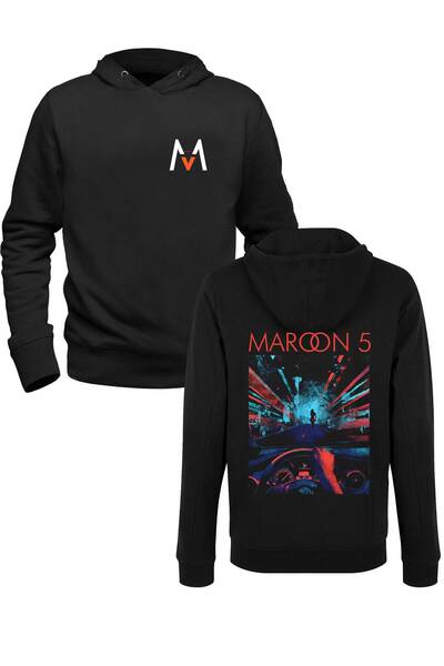 Alfa Tshirt سويت شيرت مارون 5 أسود للأطفال مطبوع من الأمام والخلف