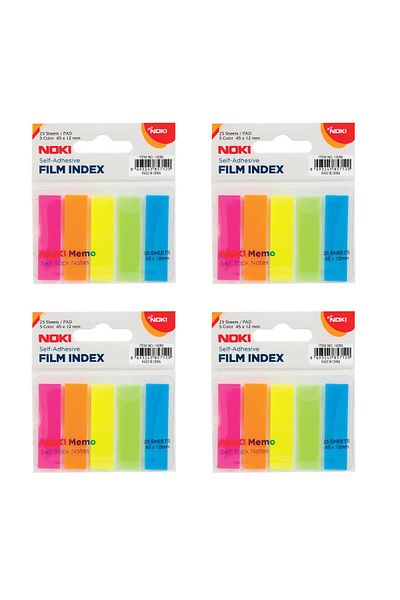 Noki Memo Film Index 5 Colors 12x45 mm 25 Sheets (12050) 4 Pieces