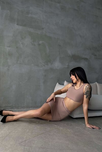 Eka Γυναικεία φούστα με σχισμή Mink Crop 0956-2002