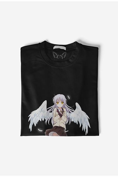 Alfa Tshirt Παιδικό μαύρο μπλουζάκι με εκτύπωση εικόνας Angel Beats