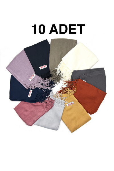 nazipek Σετ 10 βαμβακερά σάλια πασμίνας βισκόζης 180x70 εκ. με φούντες υψηλής...