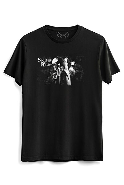 Alfa Tshirt Steins;gate Resim Baskılı Çocuk Siyah Tshirt