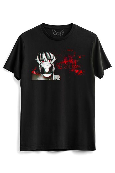 Alfa Tshirt Παιδικό μαύρο μπλουζάκι με στάμπα Mirai Nikki