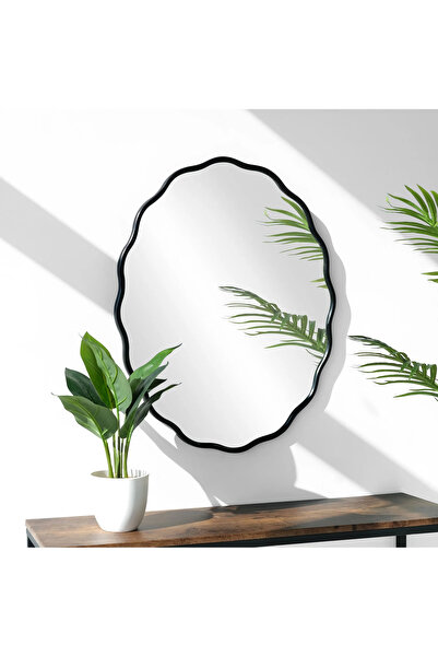 MKS Design Dalgalı Oval Duvar Dekor Aynası / Asimetrik Ayna / Konsol Aynası / Düzensiz Ayna / Dekor Aynası