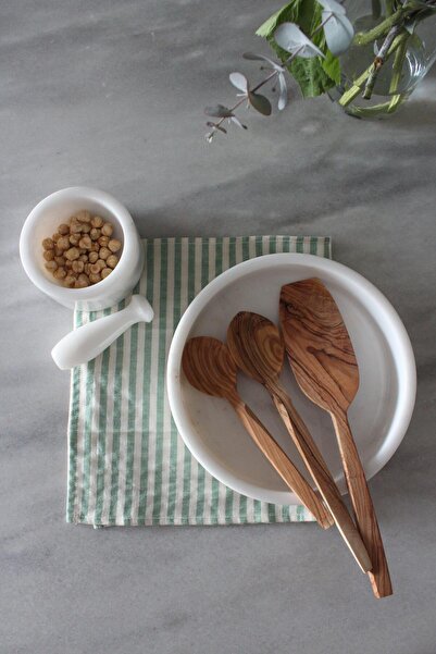 Heyna Zeytin Ağacı El Yapımı 3 Parça Tahta Kaşık ve Spatula Seti