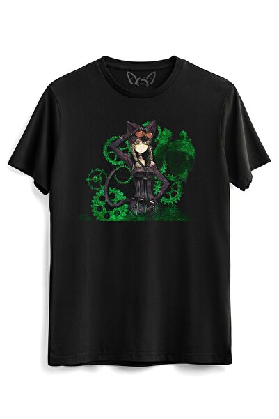 Alfa Tshirt Steins;gate Resimli Çocuk Siyah Tshirt