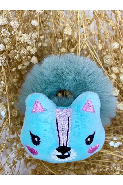 SHEKER HOME Плюшева гумка для волосся у вигляді кота - зелена