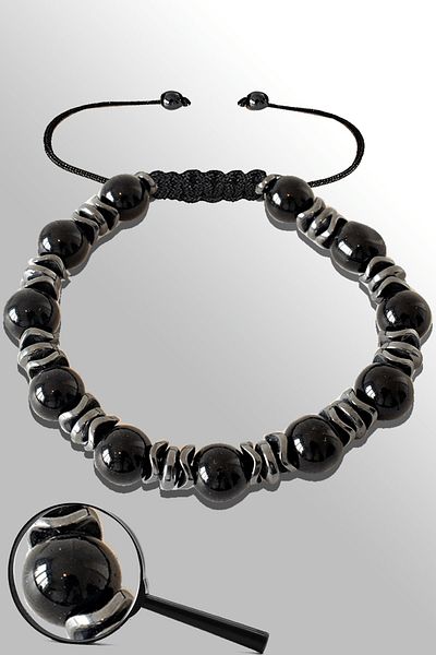 Tesbih Atölyesi Certified Hematite 8 Mm Natural Faceted Black Tourmaline Stone Bracelet