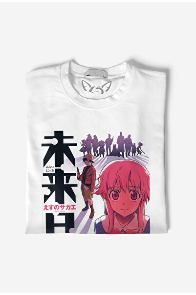 Alfa Tshirt Mirai Nikki Resimli Baskılı Çocuk Beyaz Tshirt