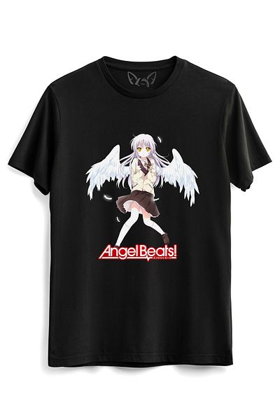 Alfa Tshirt Παιδικό μαύρο μπλουζάκι με εκτύπωση εικόνας Angel Beats