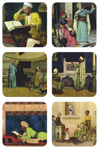 Hayat Poster Set of 6 wooden coasters from Osman Hamdi Bey paintings