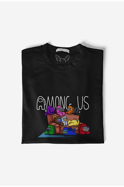 Alfa Tshirt Ανάμεσά μας Εικονογραφημένο Παιδικό Μαύρο Tshirt με ψηφιακή εκτύπωση