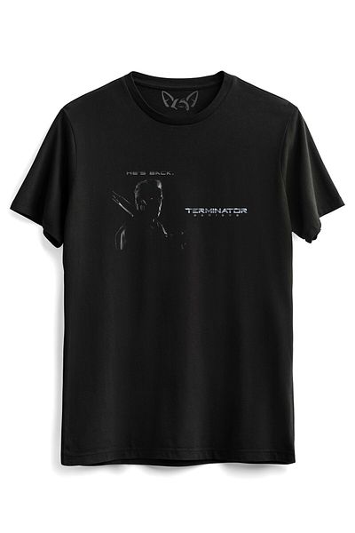 Alfa Tshirt Tricou negru pentru copii cu imagine Terminator imprimat