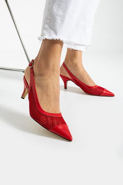 MissPapatya Mariana Red Heeled Mesh Women's Shoes
