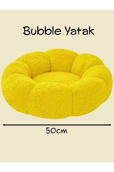 Patiderm Bubble Plush Cat Dog Bed-Yellow