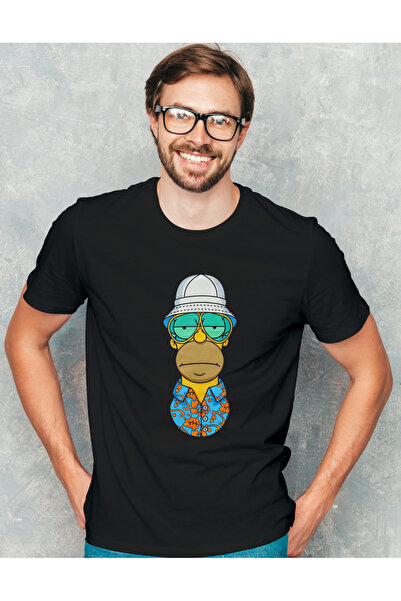 AEMİ Unisex Homer Simpson Štampano okrugla kragna Oversize kroj 100% pamuk ma...