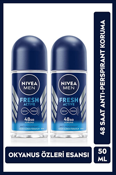 NIVEA Men Erkek Roll On Deodorant Fresh Active 50 Ml,48 Saat Anti-perspirant ...