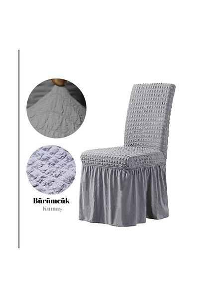 HEYTGAH Κάλυμμα καρέκλας Bürümcük 1 τεμάχιο κάλυμμα καρέκλας που πλένεται με φούστες, βολάν, γκρι κάλυμμα