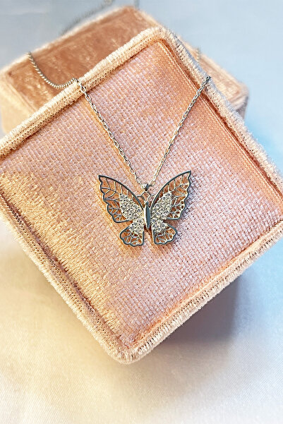 Rossalia Kadın Telkari Kelebek Kolye 925 Ayar Gümüş