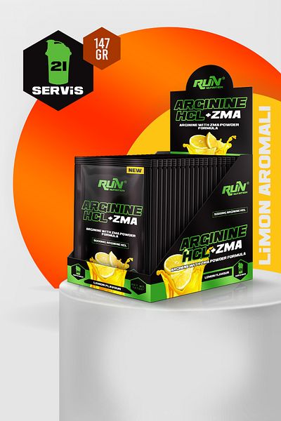 Run Nutrition Arginine HCL+ZMA - 21 Pieces - Lemon Flavored - 147g - Disposable Packages