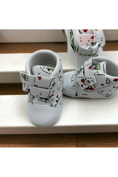 Bebiccino Velcro Men's booties with car print