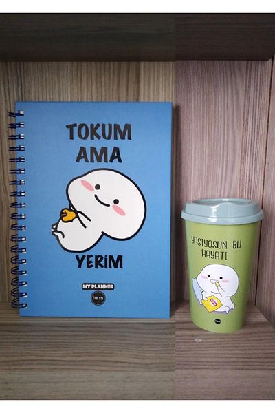 Yeni1Trend كتاب خطة أسبوعية مع ملصق جدول أعمال الحديث، كوب مرخص بشعار الشاي، كوب مشروبات غازية
