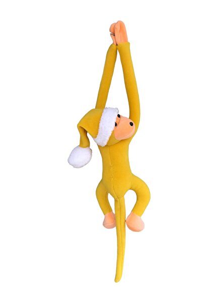 UgurToyss Sarı Şirin Şapkalı Peluş Oyuncak Maymun 70 cm