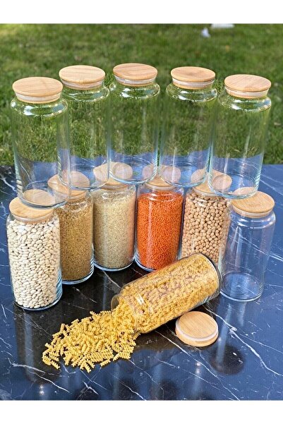 Lizzy 12'li Vakum Kapaklı Cam Kavanoz Erzak Kabı 1400 ml 111 Adet Etiket Hediyelii