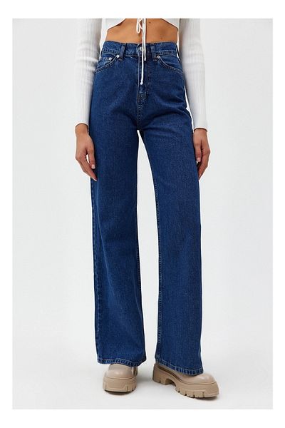 DRC trend Pantaloni de damă din lycra, albastru închis, cu talie super înaltă