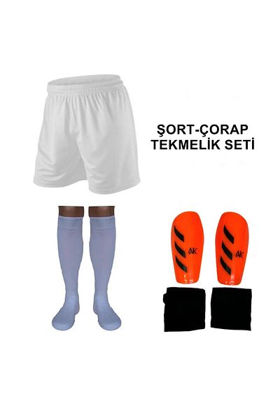 xeox Mugesporgiyim Luxury Λευκό Σορτς Ποδοσφαίρου Κάλτσες Σετ προστατευτικά κνήμης