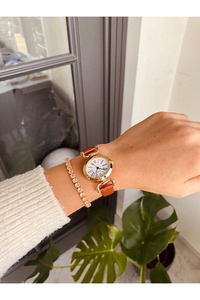 LOOKUP NEW Paula Unisex Women's Minimal Vintage Cream Tan Brown Round Oval Leather New Season Wristwatch