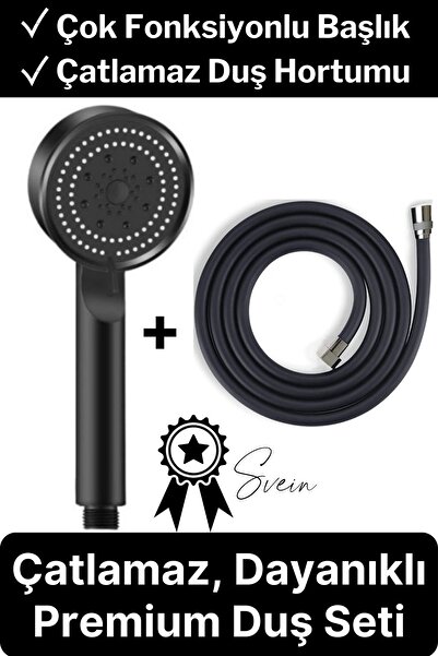 Svein Premium Duş Seti 5 Fonksiyonlu Tasarruflu Başlık Esnek Kırılmaz Çatlama...