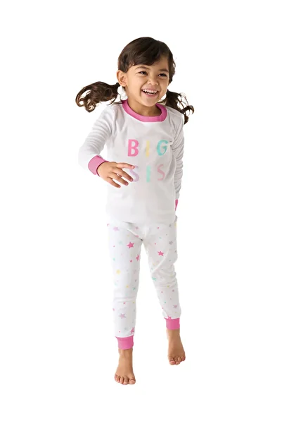 Babies Design Store Big Sis Organic Cotton Girl's Pajama Set