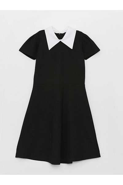 LC Waikiki LCW Kids Shirt Collar Basic Short Sleeve Girl's Dress
