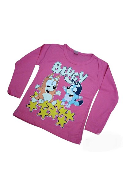 YDBKStore تيشيرت بناتي بأكمام طويلة ورقبة من القطن الممشط بطبعة Bluey&Bingo