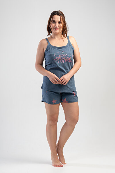 VİENETTA Set de pijamale mărimi mari cu bretele tip șnur și pantaloni scurți,...