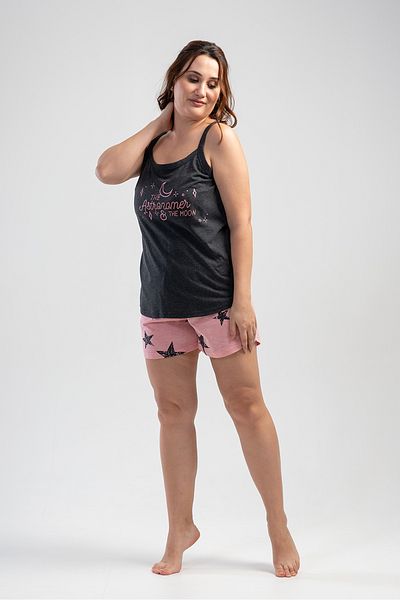 VİENETTA Plus Size Rope Strap Pajama Set with Shorts
,110024