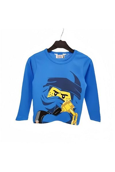 Pink Hippo Kids Tricou cu mânecă lungă sezonieră subțire cu imprimeu Lego Ninja, cu gât crew, pentru copii