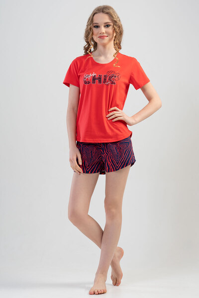 VİENETTA Бавовняний жіночий піжамний комплект з короткими рукавами та шортами...