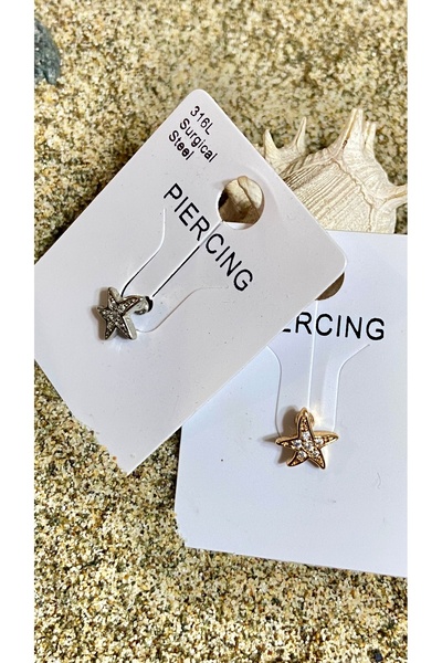 YASUGARAGE Cerrahi çelik helix,tragus,lobe,conch uyumlu deniz yıldızı piercing