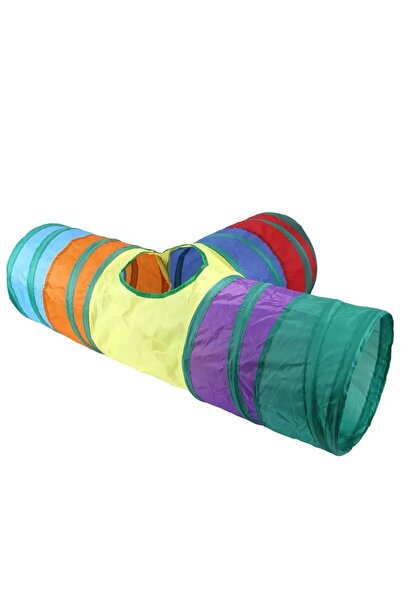 BLUE SİDE نفق القطط العملي القابل للطي بألوان قوس قزح الطويل للقطط والكلاب، ن...