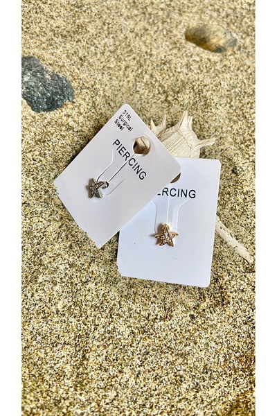 YASUGARAGE Cerrahi çelik helix,tragus,lobe,conch uyumlu deniz yıldızı piercing