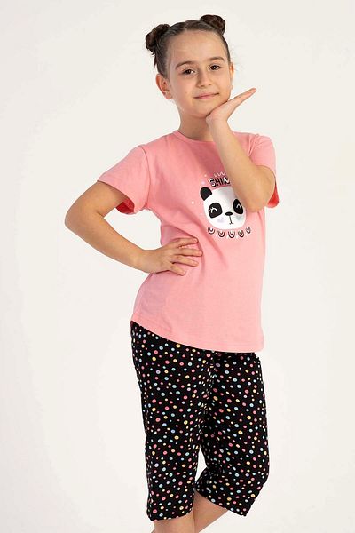 VİENETTA Cotton Girl's Short Sleeve Capri Pajama Set
,212668