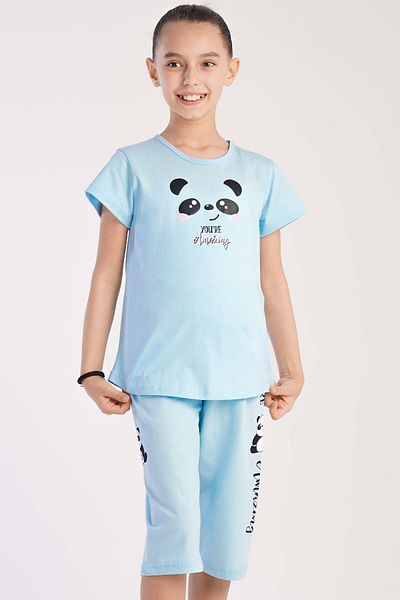VİENETTA Cotton Girl's Short Sleeve Capri Pajama Set
,212447