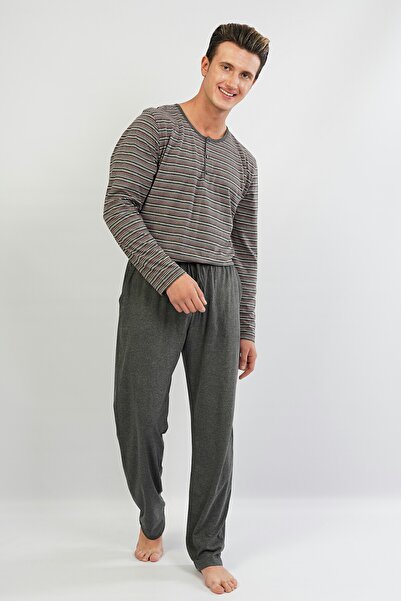 VİENETTA Men's Long Sleeve Pajama Set 
 , 106195